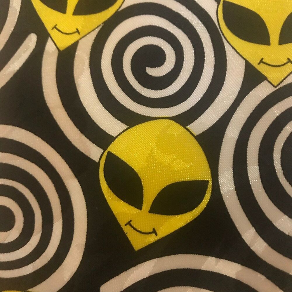 Vintage Alien Black & White with Yellow Polyester Tie Design: A. Rogers 57" x 4"